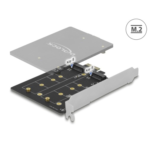 Delock PCI Express x1 Card to 2 x internal M.2 Key B