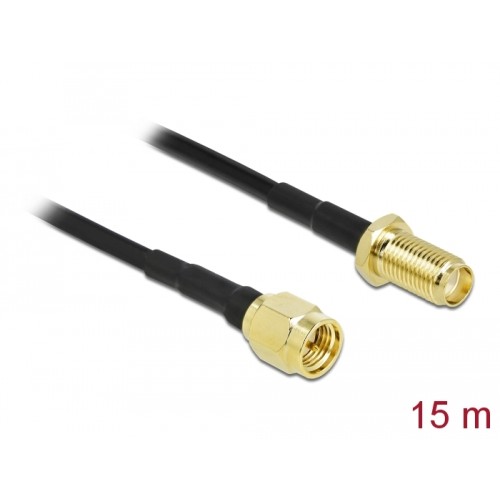 Delock Antenna Cable SMA plug to SMA jack LMR/CFD100 15 m low loss