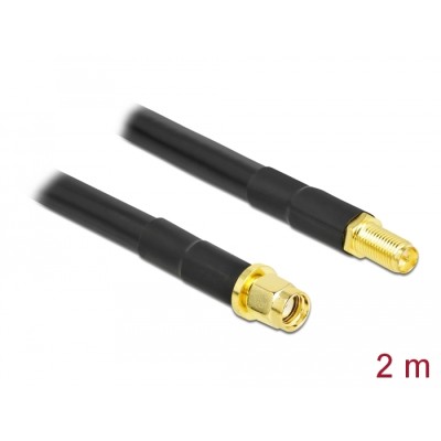 Delock Antenna Cable RP-SMA plug to RP-SMA jack LMR/CFD300 2 m low loss