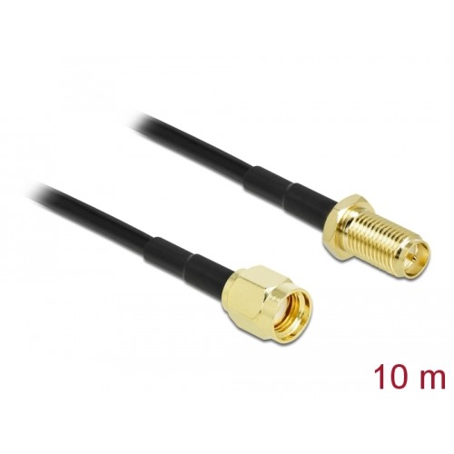 Delock Antenna Cable RP-SMA plug to RP-SMA jack LMR/CFD100 10 m low loss
