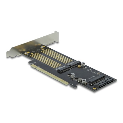 Delock PCI Express x16 Card to 1 x M.2 Key B + 1 x NVMe M.2 Key M + 1 x mSATA - Low Profile Form Factor