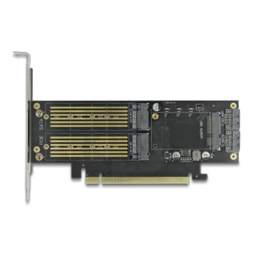 Delock PCI Express x16 Card to 1 x M.2 Key B + 1 x NVMe M.2 Key M + 1 x mSATA - Low Profile Form Factor