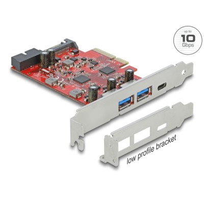 Delock PCI Express x4 Card to 1 x external USB Type-C™ female + 2 x external USB Type-A female SuperSpeed USB 10 Gbps + 1 x inte