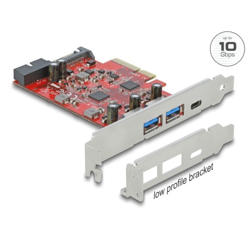 Delock PCI Express x4 Card to 1 x external USB Type-C™ female + 2 x external USB Type-A female SuperSpeed USB 10 Gbps (USB 3.2 G