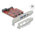 Delock PCI Express x4 Card to 1 x external USB Type-C™ female + 2 x external USB Type-A female SuperSpeed USB 10 Gbps (USB 3.2 G