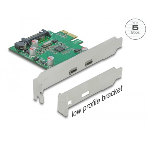 Delock PCI Express x1 Card to 2 x external SuperSpeed USB (USB 3.2 Gen 1) USB Type-C™ female