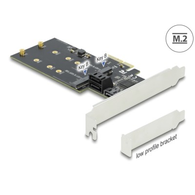 Delock 3 port SATA and 2 slot M.2 Key B PCI Express x4 Card - Low Profile Form Factor