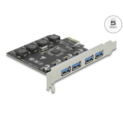 Delock PCI Express x1 Card to 4 x external USB Type-A female SuperSpeed USB (USB 3.2 Gen 1)
