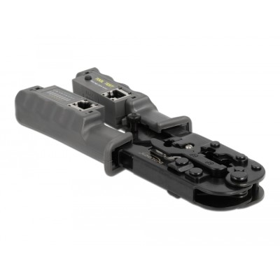 Delock Crimp tool with stripper and network tester for 8P (RJ45), 6P (RJ12/11) or 4P (RJ10) plugs
