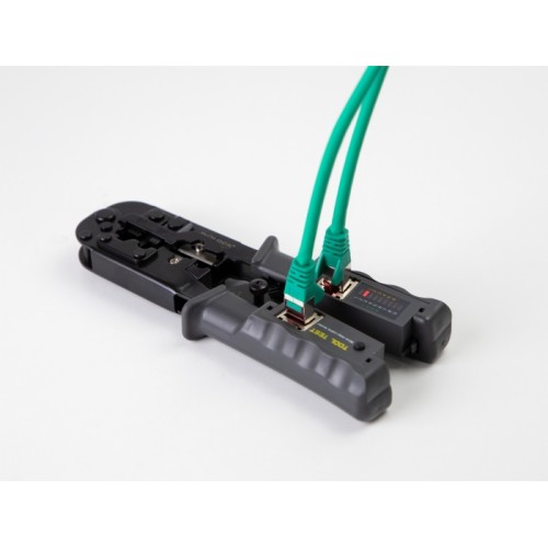 Delock Crimp tool with stripper and network tester for 8P (RJ45), 6P (RJ12/11) or 4P (RJ10) plugs