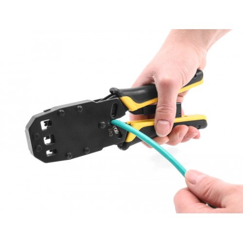 Delock Universal Crimping Tool with wire stripper for 10P (RJ50), 8P (RJ45), 6P (RJ12/11), 6P DEC or 4P modular plugs