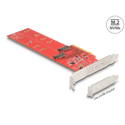 Delock PCI Express x8 Card to 2 x internal NVMe M.2 Key M 110 mm - Bifurcation - Low Profile Form Factor