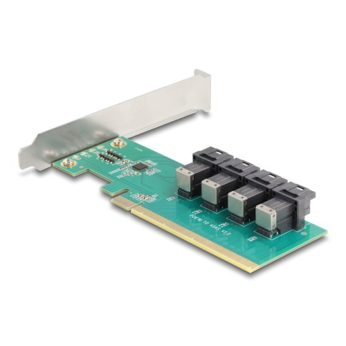 Delock PCI Express x16 Card to 4 x internal SFF-8643 NVMe - Bifurcation - Low Profile Form Factor
