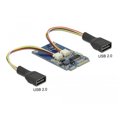 Delock Mini PCIe I/O full size 2 x USB 2.0 Type-A female