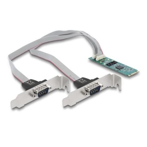 Delock M.2 Card to 2 x Serial RS-232 DB9 with Standard and Low Profile slot brackets