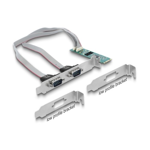 Delock M.2 Card to 2 x Serial RS-232 DB9 with Standard and Low Profile slot brackets