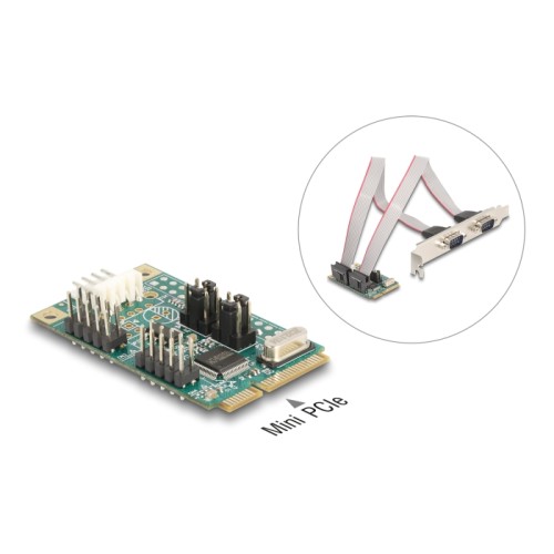 Delock Mini PCIe I/O PCIe full size 2 x Serial RS-232 with voltage supply 5 V / 12 V