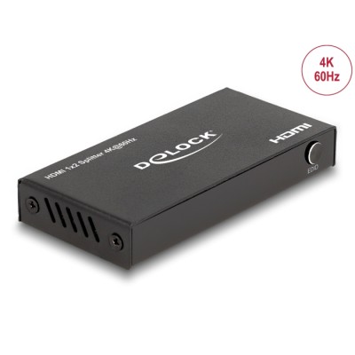 Delock HDMI Splitter 1 x HDMI in to 2 x HDMI out 4K 60 Hz with downscaler