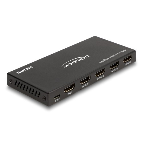 Delock HDMI Splitter 1 x HDMI in to 4 x HDMI out 4K 60 Hz with downscaler