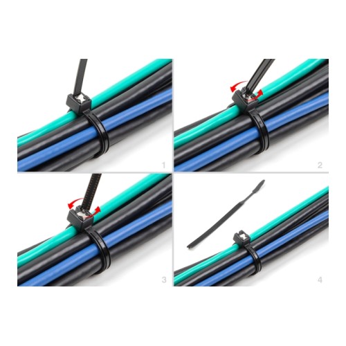 Delock Cable Tie self-cutting L 200 x W 4.8 mm 50 pieces black