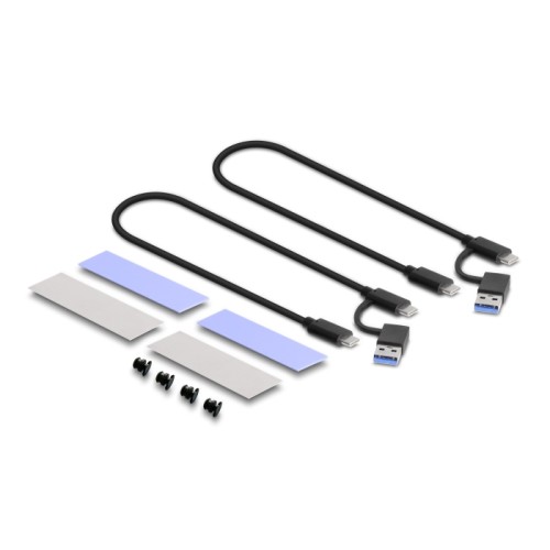 Delock External USB Type-C™ Dual Combo Enclosure for 2 x M.2 NVMe PCIe or SATA SSD - tool free