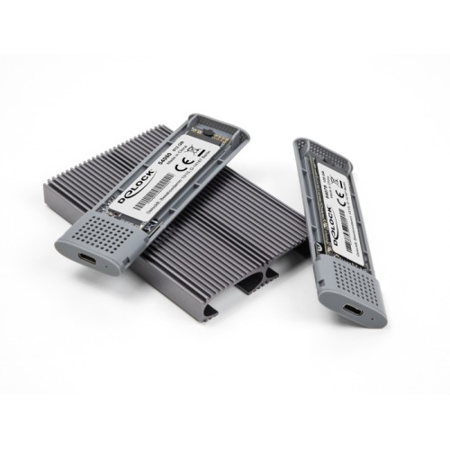 Delock External USB Type-C™ Dual Combo Enclosure for 2 x M.2 NVMe PCIe or SATA SSD - tool free