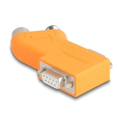 Delock D-Sub 9 male and female to M12 male and female 5 pin A-coded CAN bus splitter 35° orange 2
