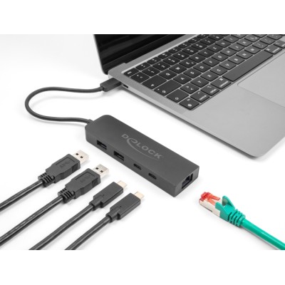 Delock 10 Gbps USB Hub with 2.5 Gigabit LAN port and PD 85 Watt 2