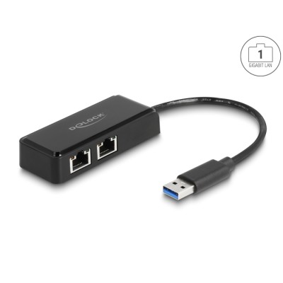 Delock USB Type-A Network Adapter Gigabit LAN 2 x RJ45