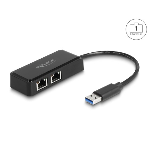 Delock USB Type-A Network Adapter Gigabit LAN 2 x RJ45