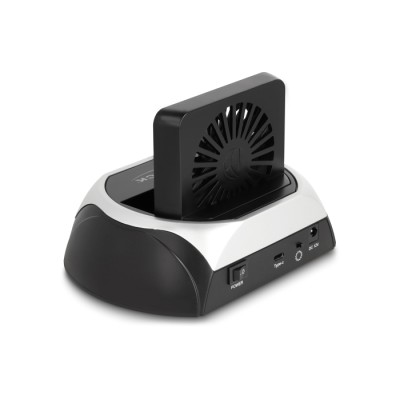 Delock USB 10 Gbps Docking Station for 2.5″ / 3.5″ SATA HDD / SSD or M.2 NVMe PCIe or SATA SSD with fan 2