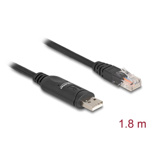 Delock Adapter USB 2.0 Type-A male to 1 x Serial RS-232 RJ45 male 1,8 m black