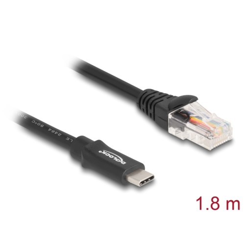 Delock Adapter USB 2.0 Type-C™ male to 1 x Serial RS-232 RJ45 male 1,8 m black
