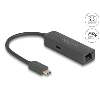 Delock USB Type-C™ Adapter to 2.5 Gigabit LAN with Power Delivery 100 watt
