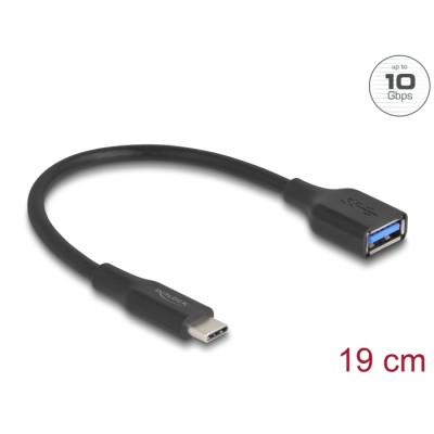 Delock USB 10 Gbps Adapter USB Type-C™ male to Type-A female 19 cm 60 W QC 3.0 black