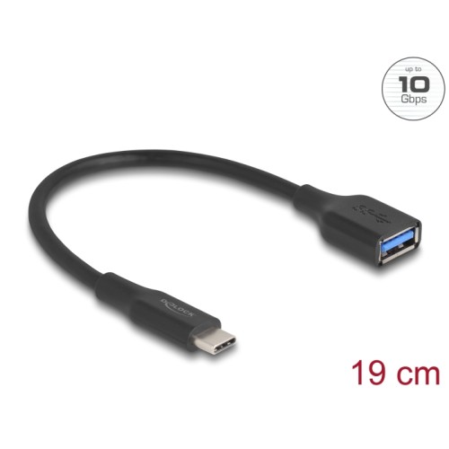 Delock USB 10 Gbps Adapter USB Type-C™ male to Type-A female 19 cm 60 W QC 3.0 black
