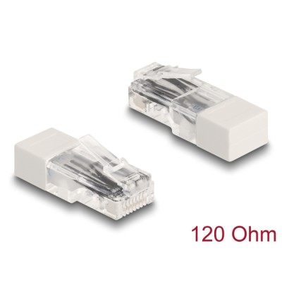 Delock RJ45 plug with terminating resistor 120 Ohm white