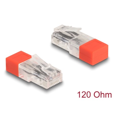 Delock RJ45 plug with terminating resistor 120 Ohm red