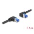 Delock RJ45 Network Cable Cat.6A S/FTP right / left angled 0.5 m black