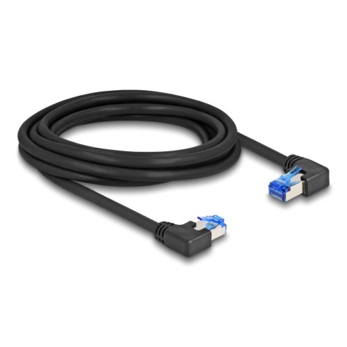 Delock RJ45 Network Cable Cat.6A S/FTP right / left angled 3 m black