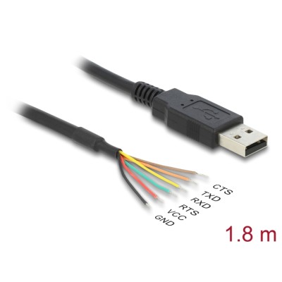 Delock USB 2.0 to Serial UART LVTTL Converter with 6 open wire and 3,3 V output voltage 1.8 m