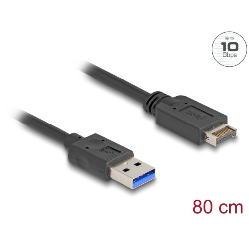 Delock USB 10 Gbps Cable USB Type-E Key A 20 pin male to USB Type-A male 80 cm