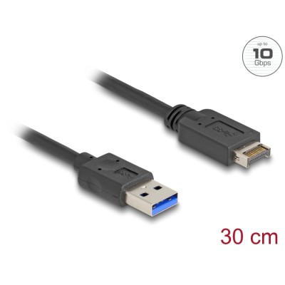 Delock USB 10 Gbps Cable USB Type-E Key A 20 pin male to USB Type-A male 30 cm