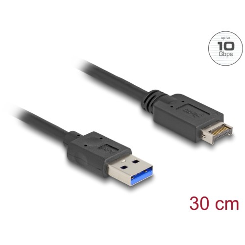 Delock USB 10 Gbps Cable USB Type-E Key A 20 pin male to USB Type-A male 30 cm