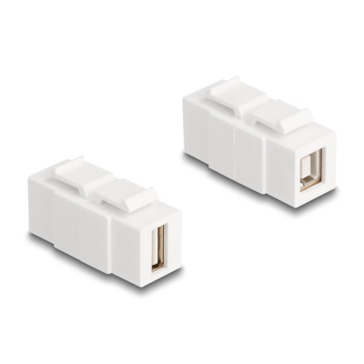 Delock Keystone Module USB 2.0 Type-A female to USB 2.0 Type-B female can be installed on both sides white