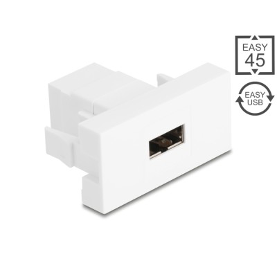 Delock Easy 45 module, EASY-USB 2.0 Type-A female to EASY-USB Type-A female white