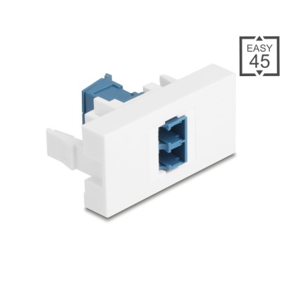 Delock Easy 45 Module LC Duplex female to LC Duplex female with laser protection flip inside blue / white
