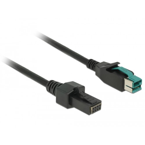 Delock PoweredUSB cable male 12 V > 2 x 4 pin male 1 m for POS printers and terminals