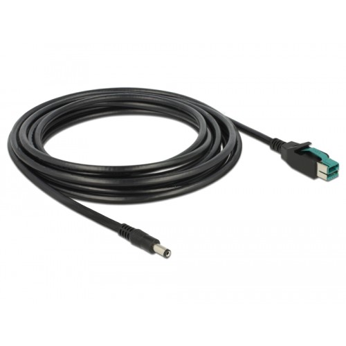 Delock PoweredUSB cable male 12 V > DC 5.5 x 2.1 mm male 4 m for POS printers and terminals