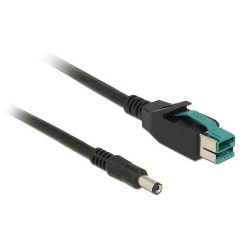 Delock PoweredUSB cable male 12 V > DC 5.5 x 2.1 mm male 4 m for POS printers and terminals
